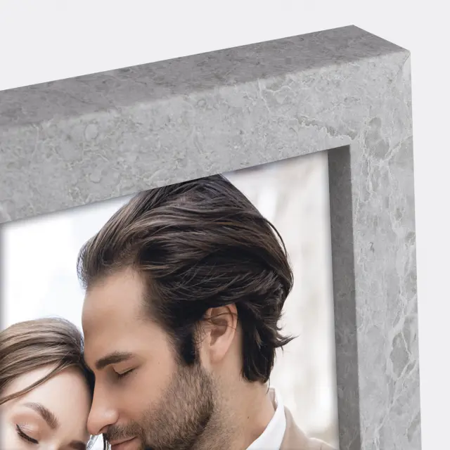 Kορνίζα LORD Grey , ξύλινη ,για φωτογραφία 10Χ15 χρώμα γκρι , εκρού νερά πέτρας μαρμάρου 2