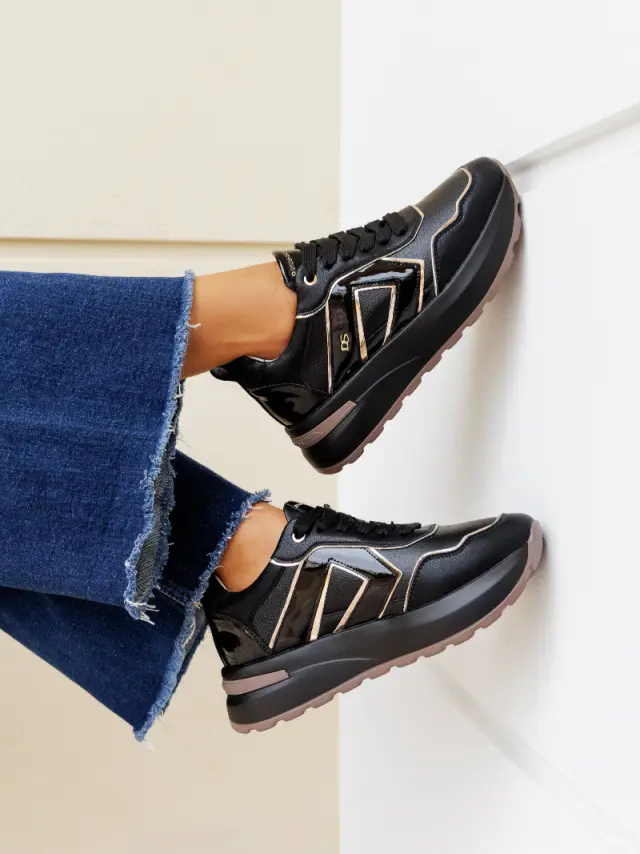 Donna Serena Sneakers Γυναικείο Δέρμα/Άλλα Υλικά Μαύρο DSE/5875 NERO/NUDE 2
