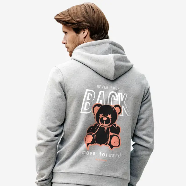 Φούτερ Noshame® Γκρι με τύπωμα Brown Teddy - 512533 - XXL