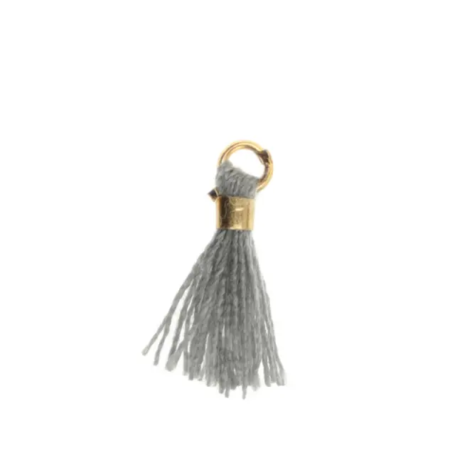 Φούντα με Κρικάκι Gold 12mm - Grey - 4τεμ