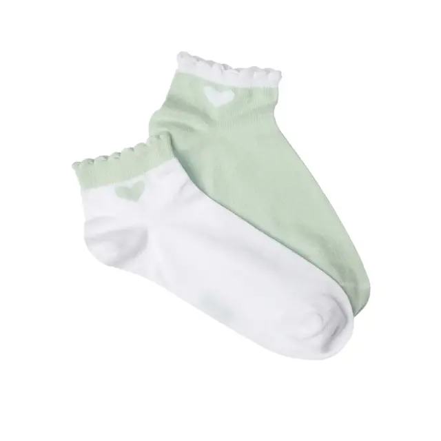 FMS Γυναικείες Κάλτσες Sneaker Heart - 2 Ζεύγη, Χρώμα White-Mint - ONESIZE