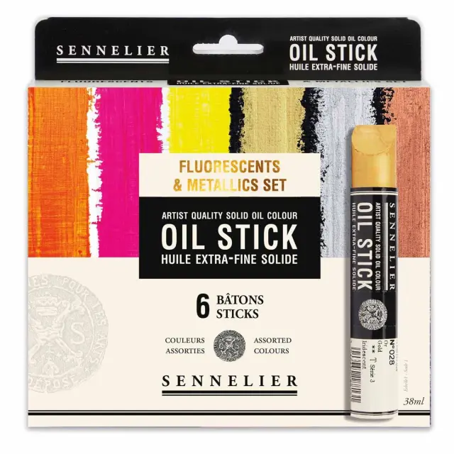 Sennelier Σετ Λάδια σε Στικ 38ml - 6 Φλούο & Μεταλλικά Χρώματα