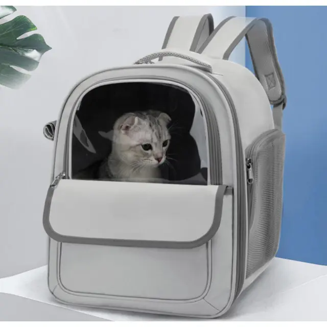 Τσάντα Backpack Με Παράθυρο Κατοικιδίου Γκρι 33x24.5x40cm