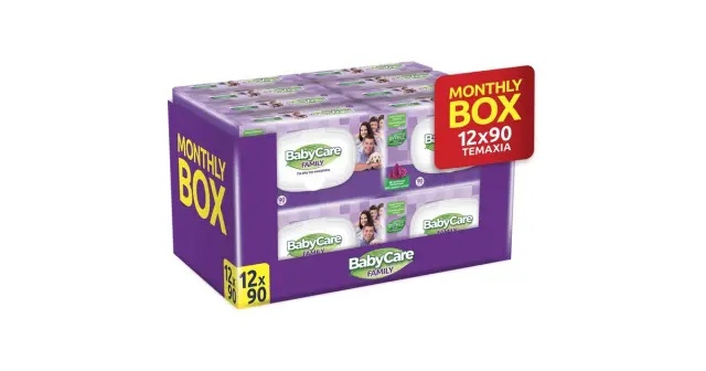 BabyCare Family Raspberry Μωρομάντηλα χωρίς Οινόπνευμα & Parabens 12x90τμχ