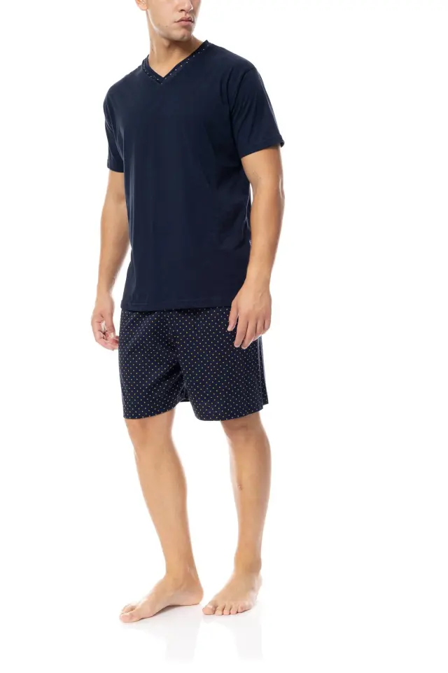 S-M552 - Yacht Blue - PYJAMA V-NECK YELLOW DOT - L 2