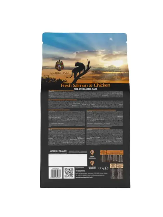 Ambrosia Grain Free Cat Adult Sterilised Fresh Salmon & Chicken 1.5kg Μονόχρωμο 3