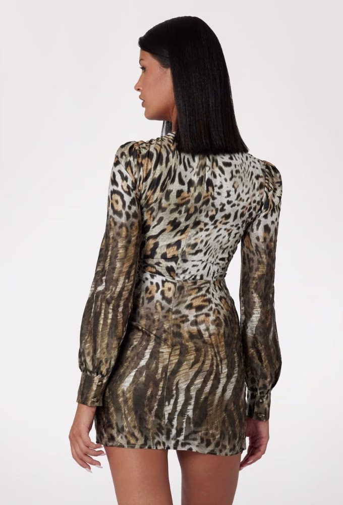 Guess Μίνι Φόρεμα με Αnimal Print Καφέ Καφέ 2