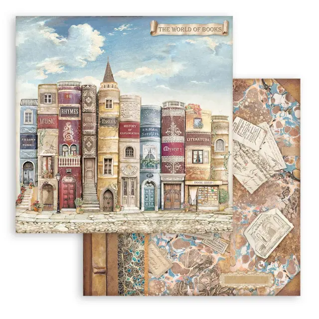 Χαρτιά scrapbooking 10τεμ, 30.5x30.5cm Stamperia, Vintage Library 2