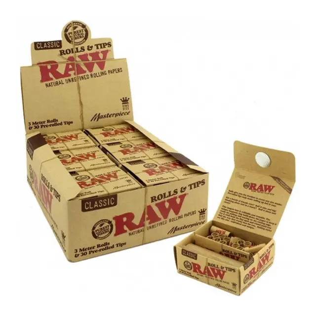 RAW Rolls and Tips 3 meters rolls + 30 pre-rolled tips 2