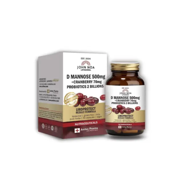 John Noa Liposomal D Mannose 500mg + Cranberry 70mg Probiotics 2 Billions Συμπλήρωμα για την Υγεία του Ουροποιητικού, 30 κάψουλες