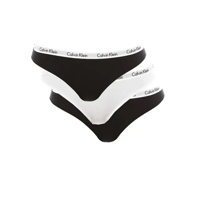 Calvin Klein Γυναικείο Εσώρουχο Classic Thong WZB - Τριπλό Πακέτο, Χρώμα Μαύρο/Λευκό/Μαύρο - L
