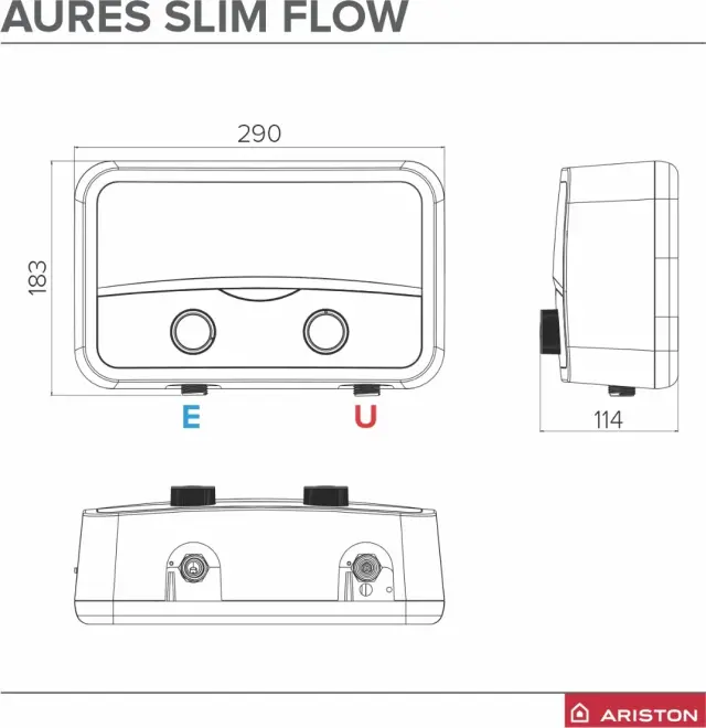 Ariston Aures Slim Flow SF7 SH Ταχυθερμοσίφωνας Mπάνιου 7kw 3
