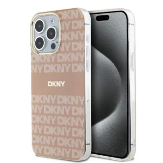 DKNY PC/TPU Repeat Pattern Tonal Stripe Magsafe Case for iPhone 15 Pro Max Pink