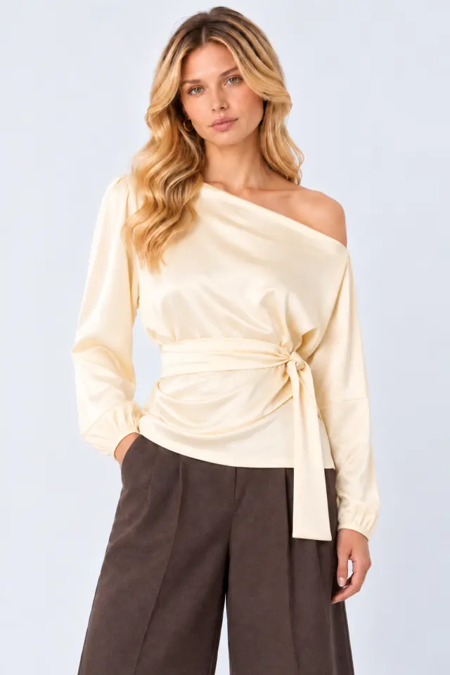 BSB SATIN BLOUSE (0156-0110051-BUTTER-YELLOW) - 42-medium