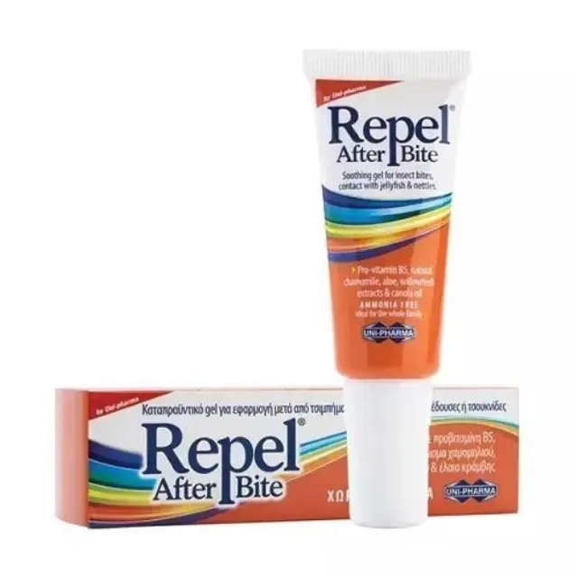 Uni-Pharma Repel After Bite Καταπραϋντικό Τζελ Χωρίς Αμμωνία για Ανακούφιση από τα Τσιμπήματα, 20ml