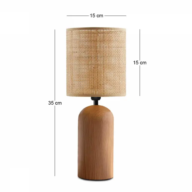 Φωτιστικό επιτραπέζιο Cora Megapap E14 ξύλινο - pe rattan χρώμα φυσικό Ø15x35εκ. 3