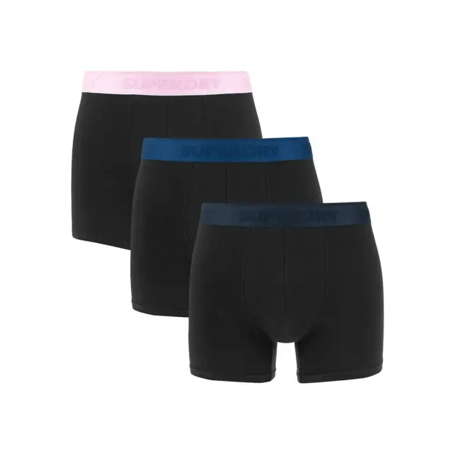 Superdry Ανδρικό Boxer Μακρύ Classic Organic Cotton - Τριπλό Πακέτο, Χρώμα Black-Black Blue-Black Pink - S