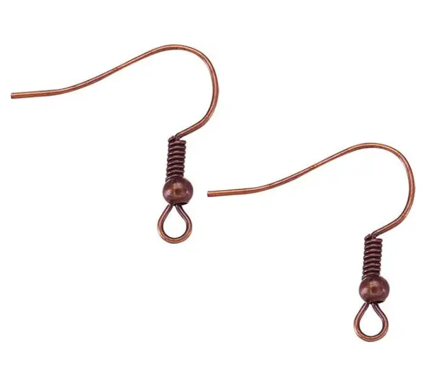 Σκουλαρίκια Brass Hook 19mm με Μπίλια 3mm & Σπείρα Red Copper - 10.25gr (~50τεμ)