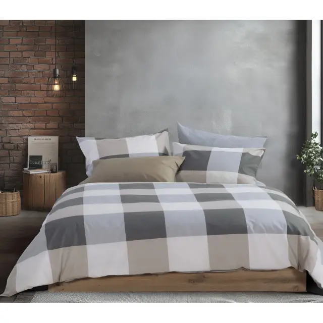 ΣΕΤ ΣΕΝΤΟΝΙΑ ΒΑΜΒΑΚΕΡΑ ΔΙΠΛΑ CASUAL CHECK 200Χ270 NEF-NEF HOMEWARE DENIM 2