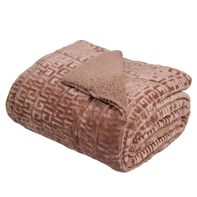 Κουβερτοπάπλωμα 220x240 Υπέρδιπλο 720gsm Fleece Sherpa Das Home 1391 Nude 100% Πολυέστερ 3