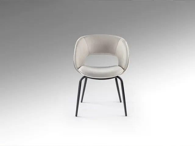 Καρέκλα Nim 642118 Stone/Black Μεταλλική με Καμπύλο Κόντρα Πλακέ Γκρί Μαύρο Πέτρα 2