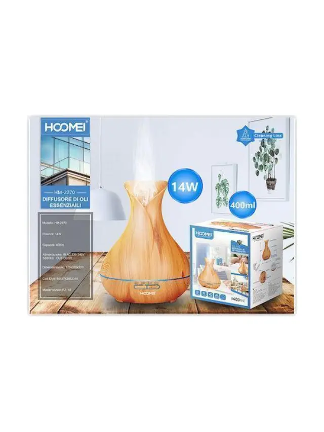 Hoomei Led Συσκευή Αρωματοθεραπείας Καφέ 400ml HM2270 3
