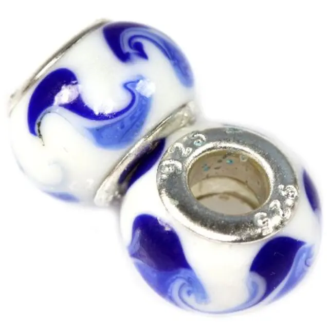 Χάντρα Modular White/Indigo/Blue 9x14mm - 5τεμ