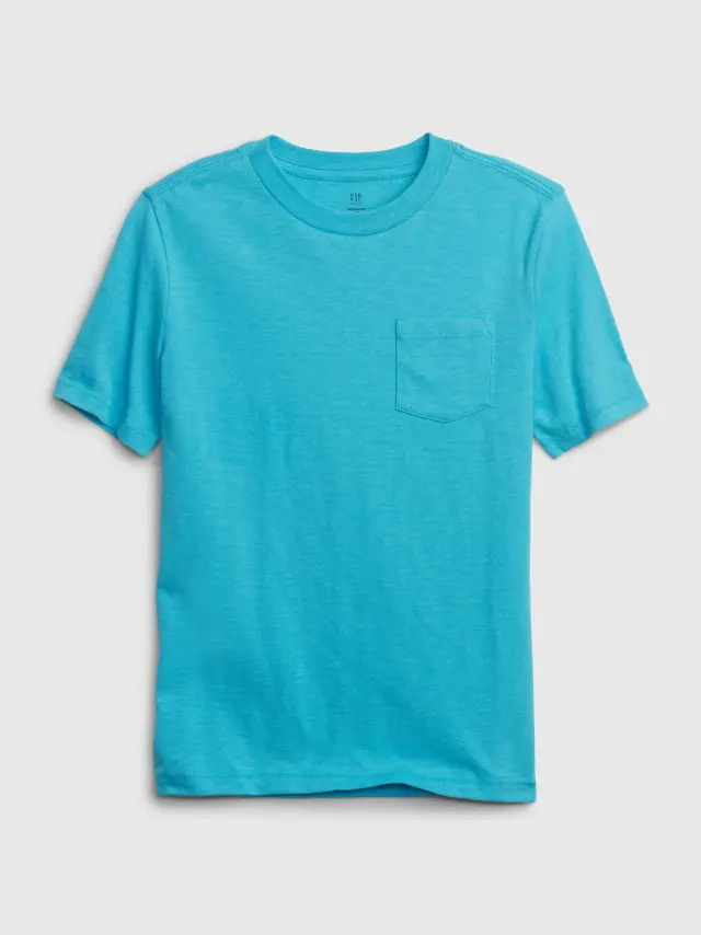 Μπλε Παιδική 100% Οργανικό Βαμβάκι Pocket Μπλούζα atlantis blue - S
