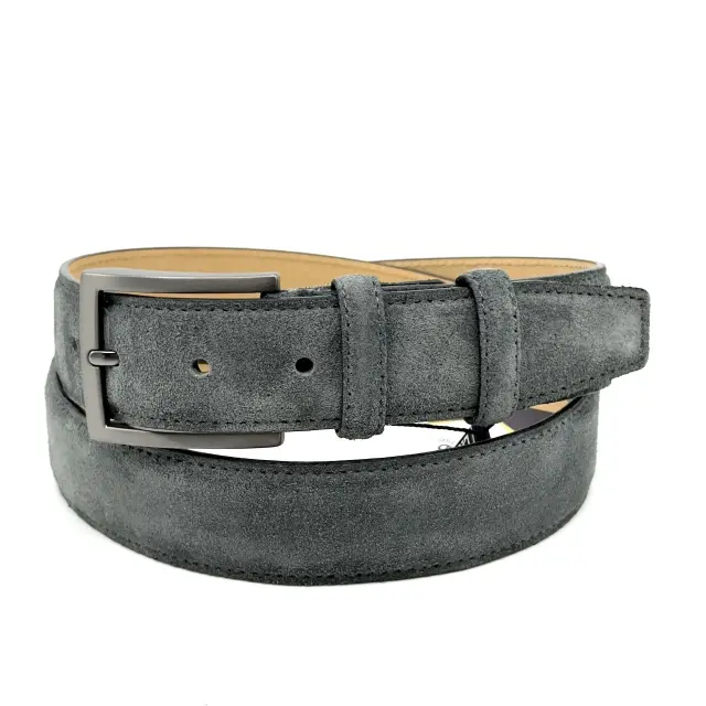 Γκρι Ανθρακί Δερμάτινη Ζώνη Nubuck Suede 3,5 cm - 110cm 3