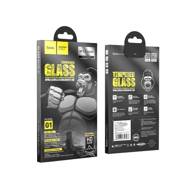Tempered Glass Hoco 0.33mm Flash Attach Full Silk Screen HD για Apple iPhone 13 mini Μαύρο 2