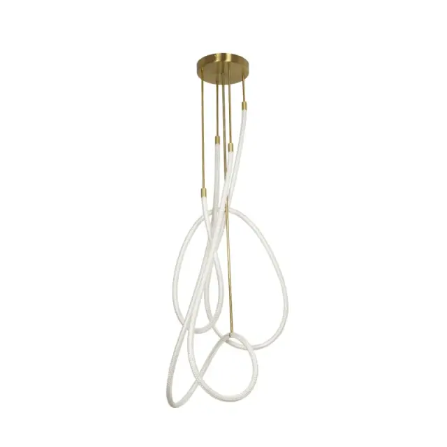 LED Κρεμαστό Φωτιστικό Οροφής GLOW 85Watt CCT με Χειριστήριο σε Χρυσό Πλατίνα και Λευκό Νήμα KLV-101-0154 3