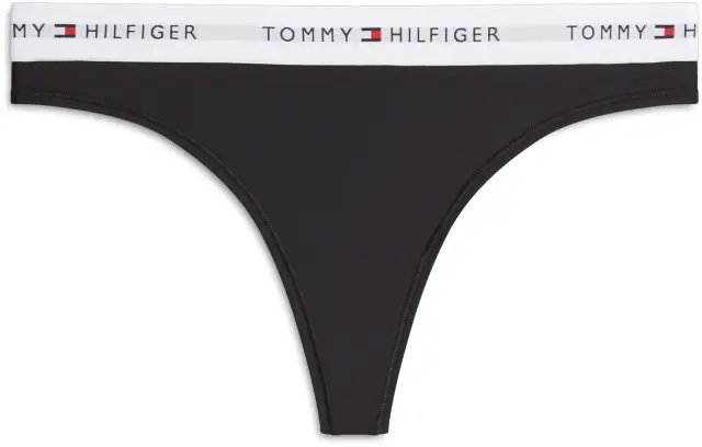 Tommy Hilfiger Γυναικείο String Signature Logo Microfibre Thong, Χρώμα Μαύρο