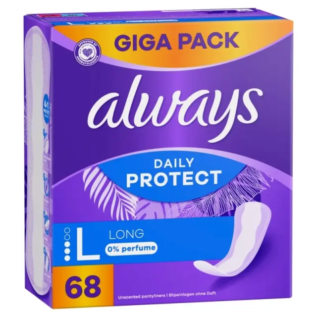 Always Daily Protect Long 0% Σερβιετάκια Χωρίς Άρωμα 68τεμ
