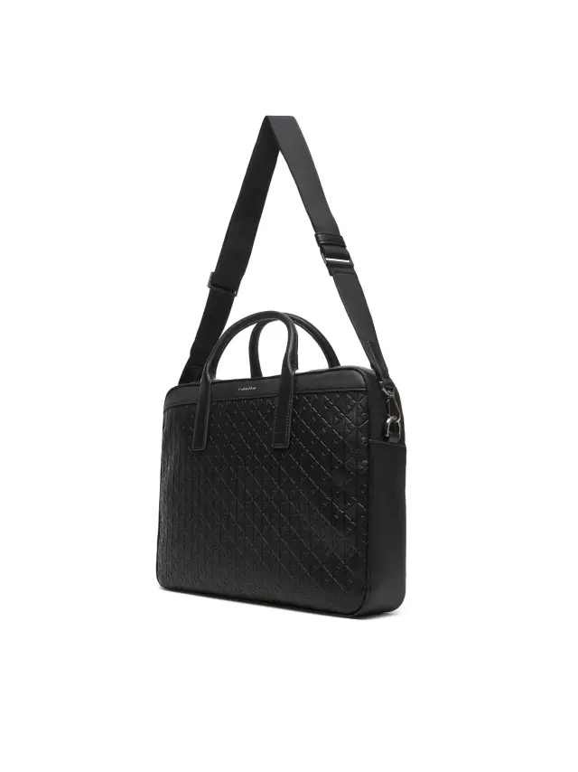 Calvin Klein Ανδρική Μεγάλη Τσάντα Laptop Emblem Emboss Commuter Μαύρη 3