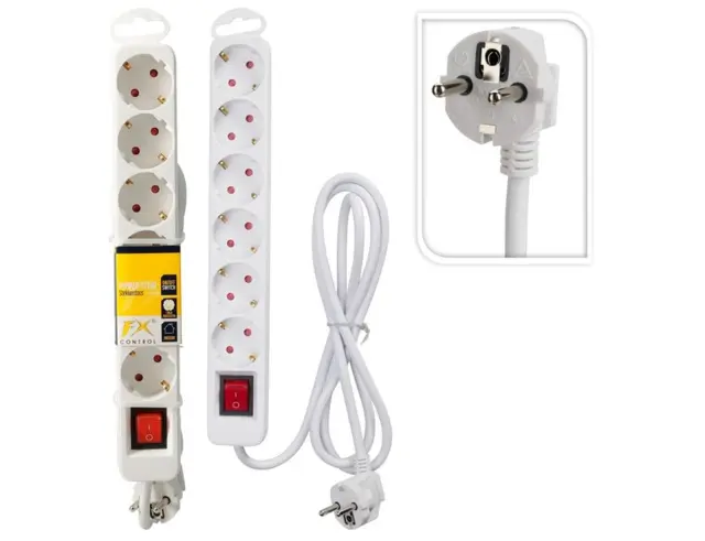 Πολύπριζο - 6x Schuko - Με Διακόπτη On/Off - Καλώδιο 1.5m - Λευκό KT1000210 2