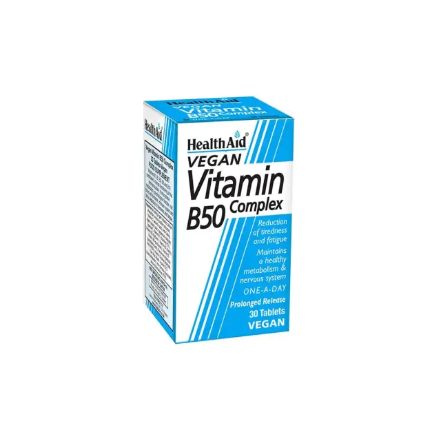 HEALTH AID B50 Complex, Συμπλήρωμα Διατροφής με Σύμπλεγμα Βιταμινών Β, 30tabs