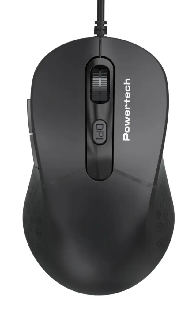 POWERTECH PT-1467 Ενσύρματο Οπτικό Ποντίκι USB με 6 Πλήκτρα + Ρυθμιζόμενο DPI έως 1600 – Μαύρο