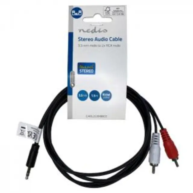 Καλώδιο 2x RCA αρσ. - 3.5mm Stereo αρσ, 1.50m. 3