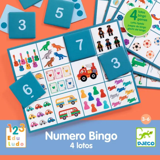 Djeco Εκπαιδευτικό Παιχνίδι Επιτραπέζιο Bingo με Αριθμούς (3-6 ετών) 08281