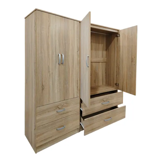 Ντουλάπα τετράφυλλη με συρτάρια Athos pakoworld sonoma 160x42x180εκ 2