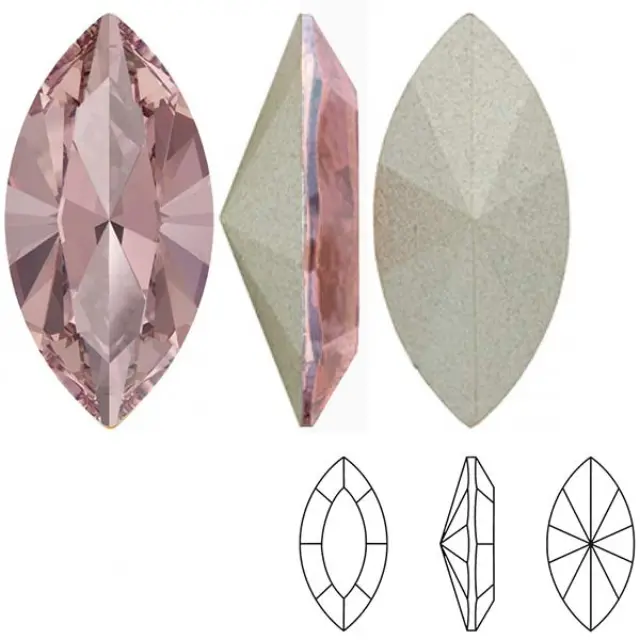 Swarovski 4228 XILION Navette Fancy Stone Light Rose Ignite 15x7mm - 4τεμ