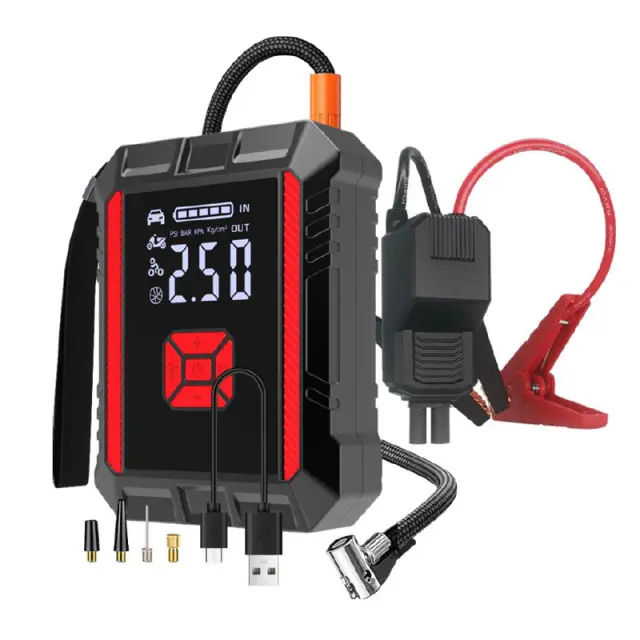 Φορητός Εκκινητής Αυτοκινήτου 12V & Τρόμπα X6 & Power Bank 14.800mAh με Φακό και USB 14180