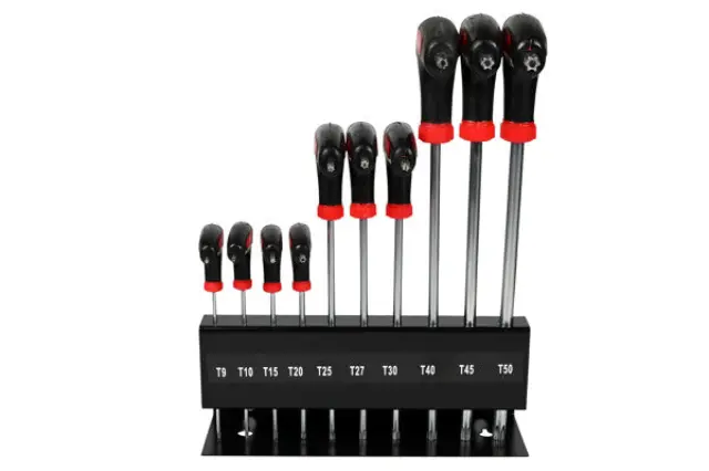 Torx wrench set t-handle 10 pieces with standard