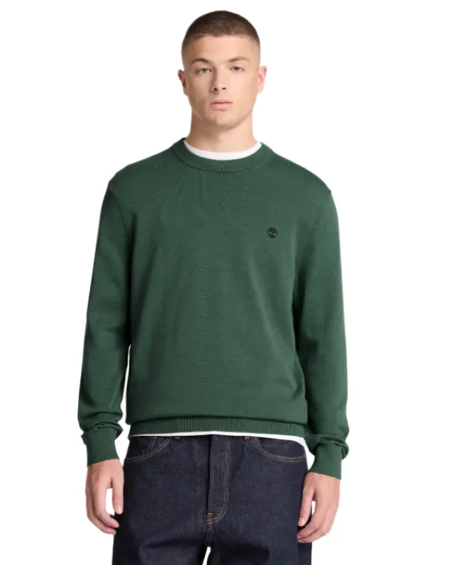 Timberland - Ανδρικό Πλεκτό Πουλόβερ Williams River Cotton Crew Neck TBC0YHAZ-398 Πράσινο