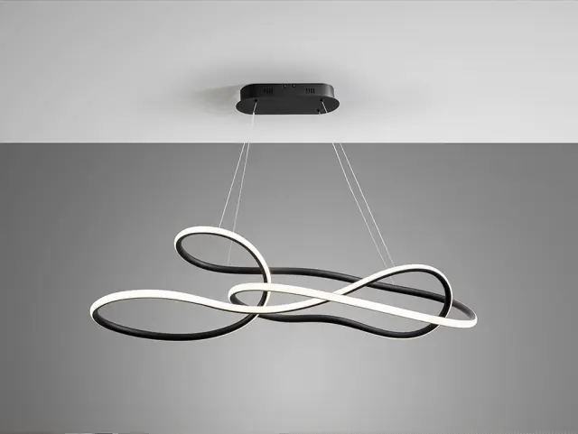 EVANIA Big Lamp Matt Black – Κρεμαστό Φωτιστικό LED 85W με Dimmer & Remote Μαύρο