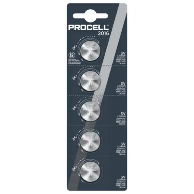 Duracell Procell CR2016 lithium batteries 5pcs (DUR20199)