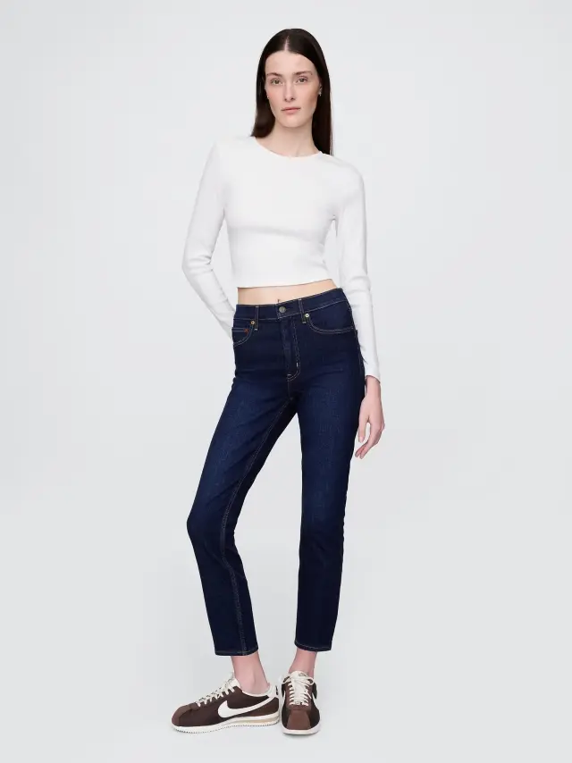 Μπλε High Rise Vintage Slim Jean Παντελόνι με Washwell Rinsed