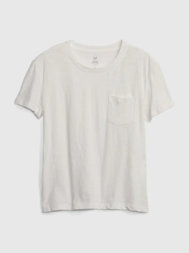 Άσπρη Παιδικό 100% Οργανικό Βαμβάκι Pocket Μπλούζα new off white - XS