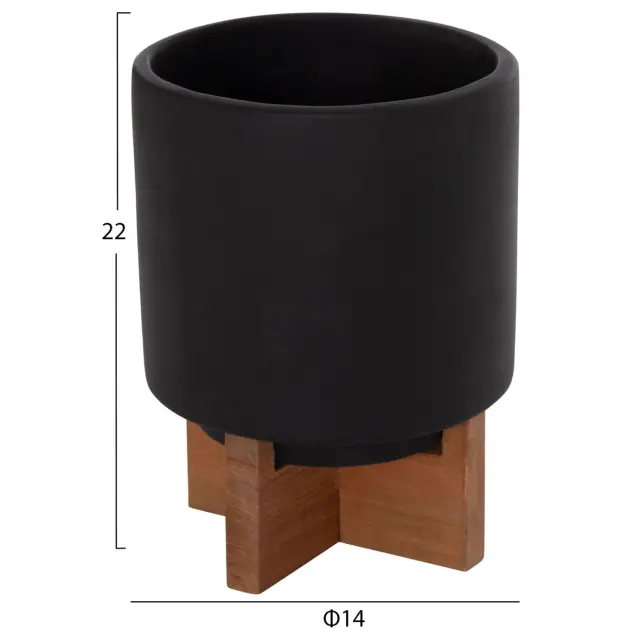 ΣΕΤ 3 ΓΛΑΣΤΡΕΣ ΜΕ TEAK ΒΑΣΕΙΣ TANTI HM4685.01 FIBER CEMENT ΣΕ ΜΑΥΡΟ ΧΡΩΜΑ - Single Size 3