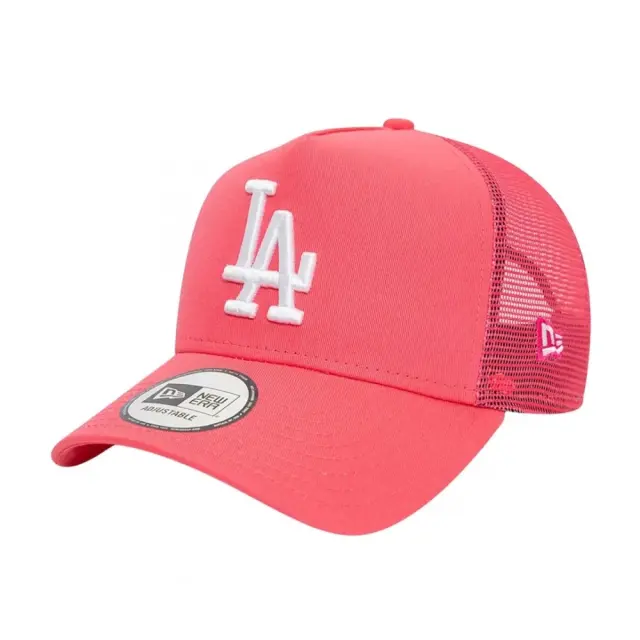 New Era LA Dodgers League Essential Pink A-Frame Trucker Cap